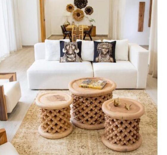 Wooden Bamileke Stools For Sale in Acton, Illinois